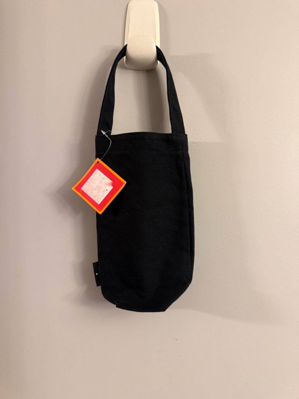 Kate Spade Cheers Black Canvas Wine Bottle Tote Bag Gold Lettering - Picture 3 of 4
